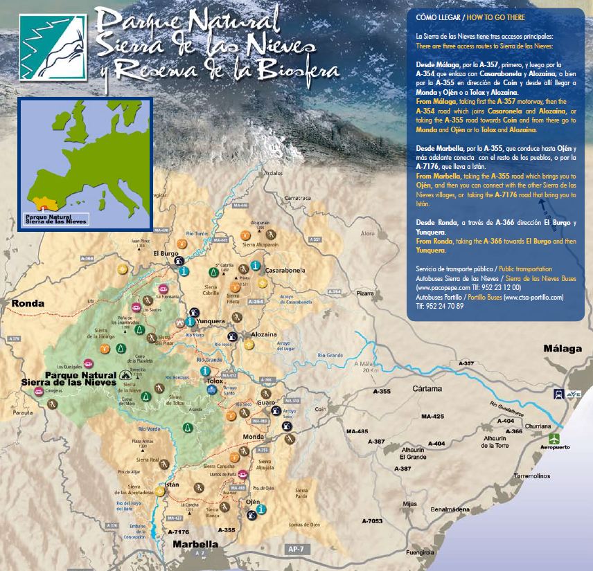 Sierra de Las Nieves map